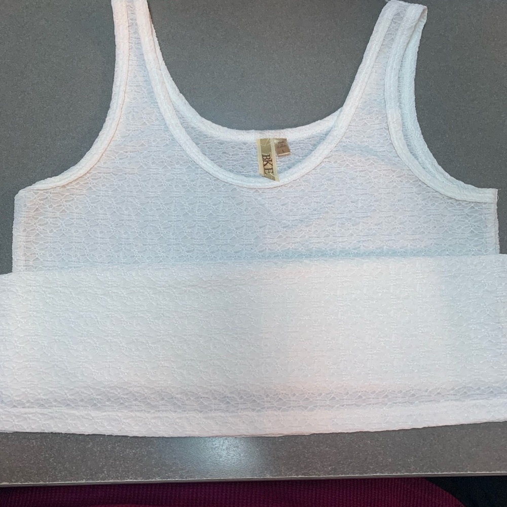BKE Lace White Tank Top